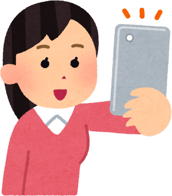 Illustration of a Woman Taking a Selfie with a Smartphone